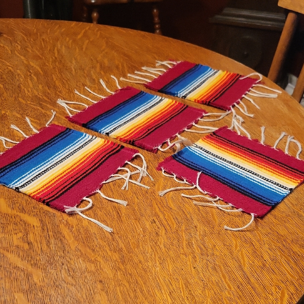 Colorful Woven Coasters Set Of 4